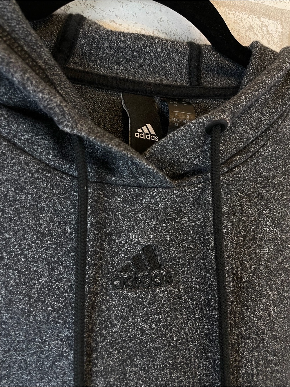 Adidas Women's Dark Charcoal Cropped Hoodie - Picture 3 of 9